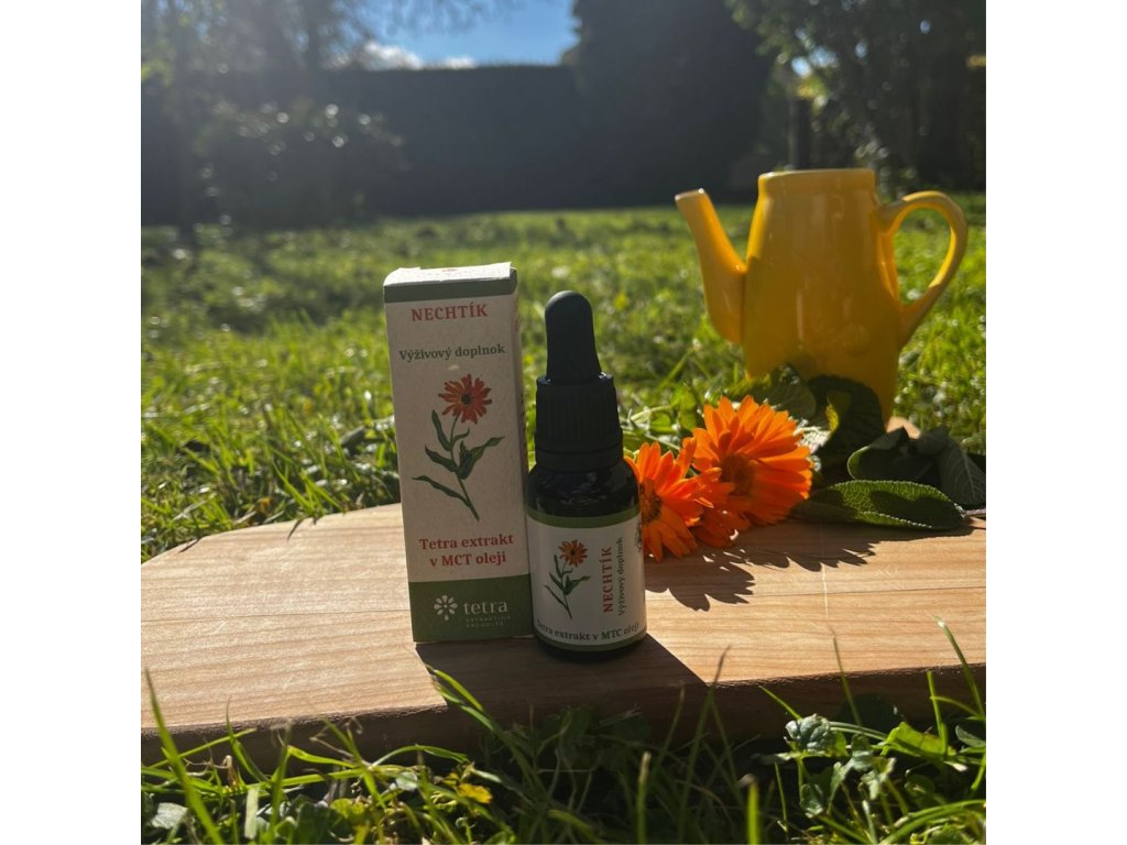 Terapeutické kvapky s tetra extraktom z vňate nechtíka lekárskeho (1,5%/225mg) v MTC – C8 oleji